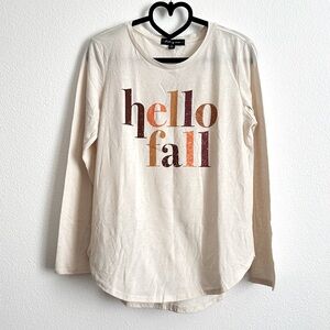 State of Mine Cream Long Sleeve 'Hello Fall' Long Sleeve Tee Size S
